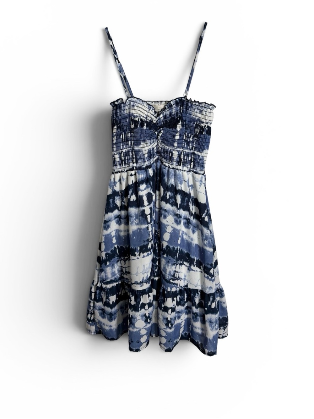 Saints & Heats Blue Tie-Dye Smocked Mini Sundress Spagetti Straps